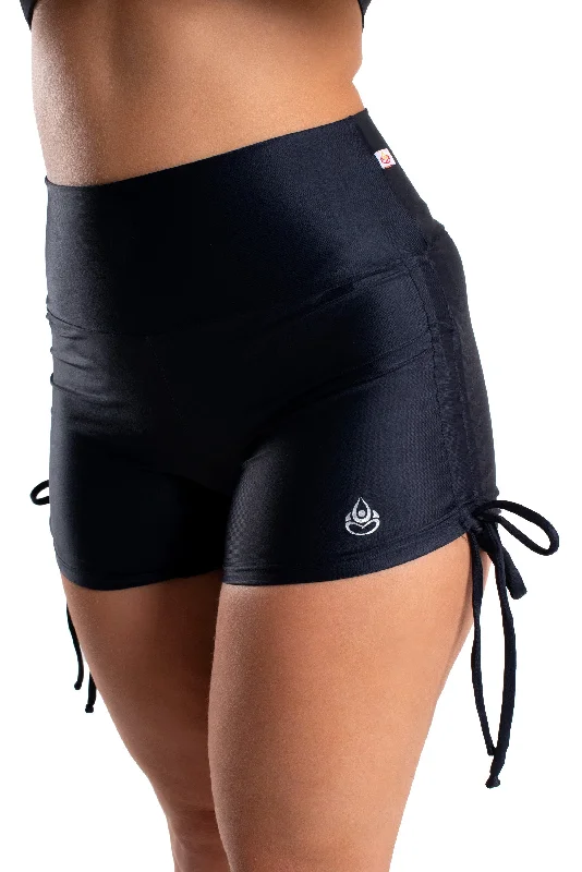 High Waist Side String Shorts, Black, Cool Form Light