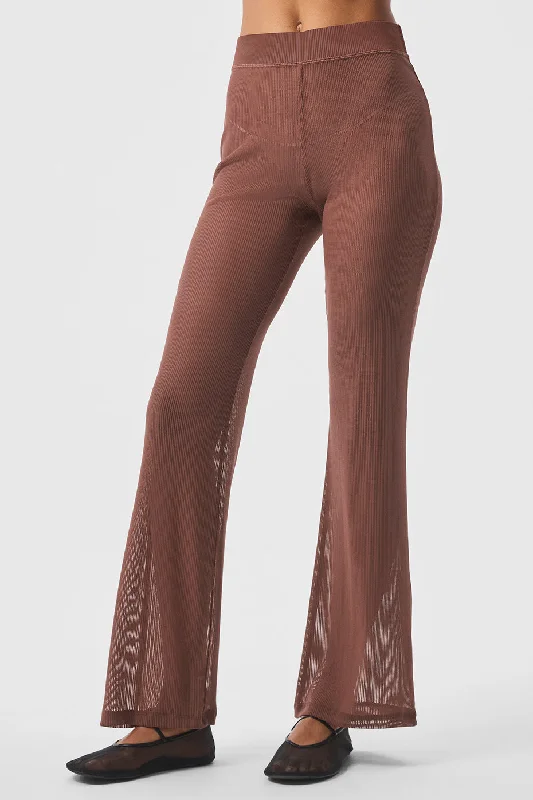 Striped Mesh Tropical Nights Flare Pant - Chestnut