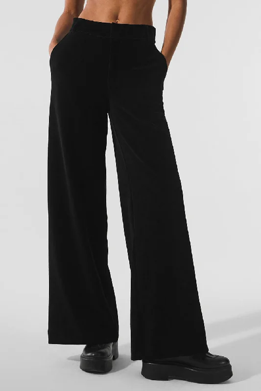 Micro Corduroy Mid-Rise Dreamer Wide Leg Trouser - Black