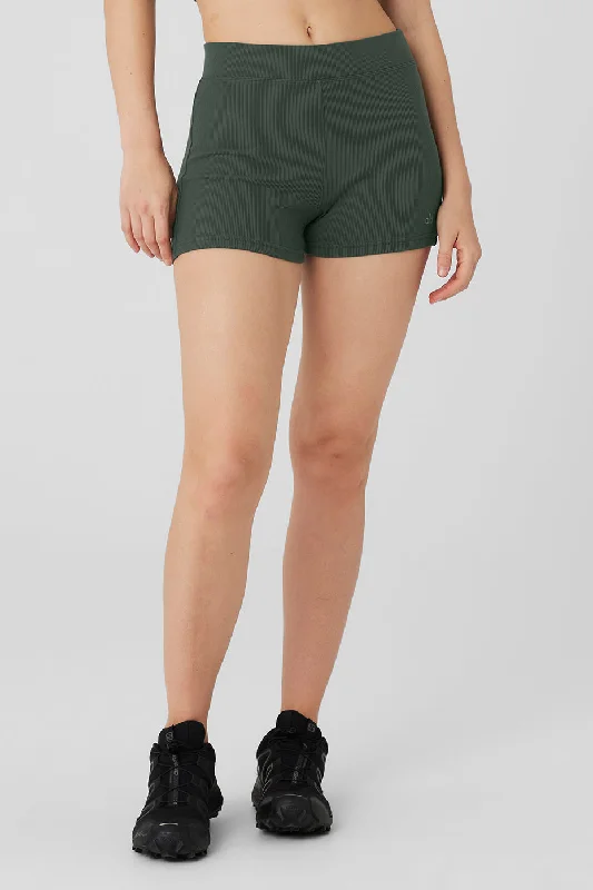 Goddess Ribbed High-Waist Hot Short - Dark Cactus